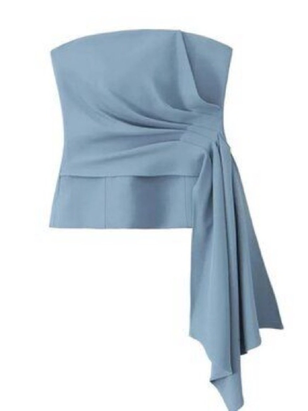 Zara Strapless Draped Top in Light Blue